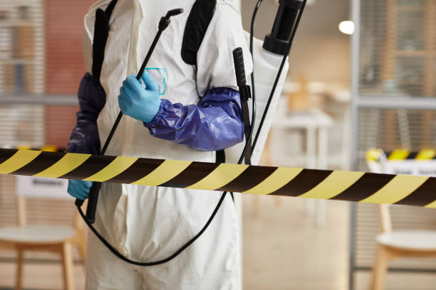 Professional Biohazard Cleanup technician working in Rimforest, CA